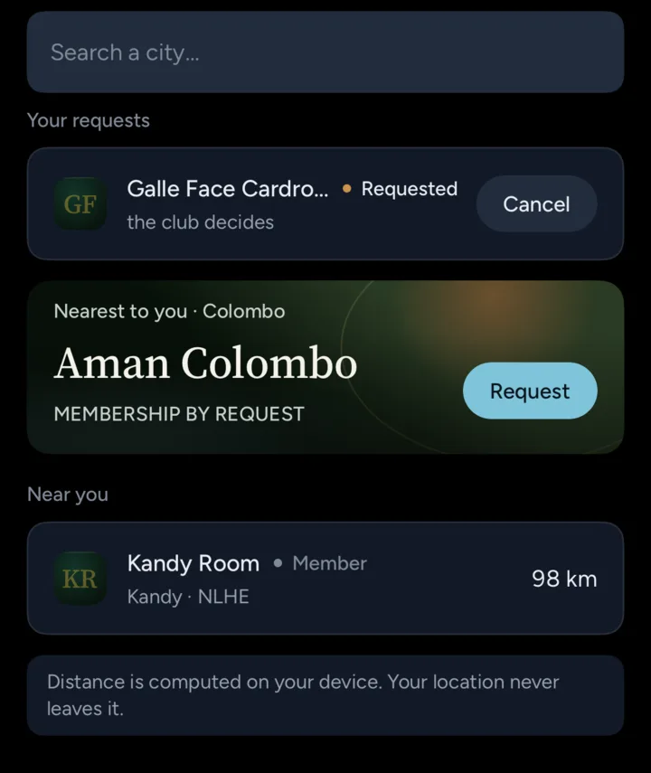 Discover: clubs near you with membership by request